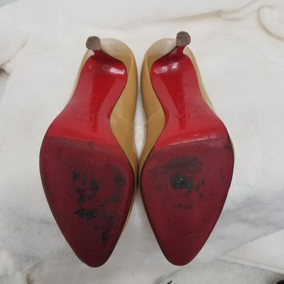 PRICE DROP-Christian Louboutin camel color Patent Leather heels - Picture 8 of 13